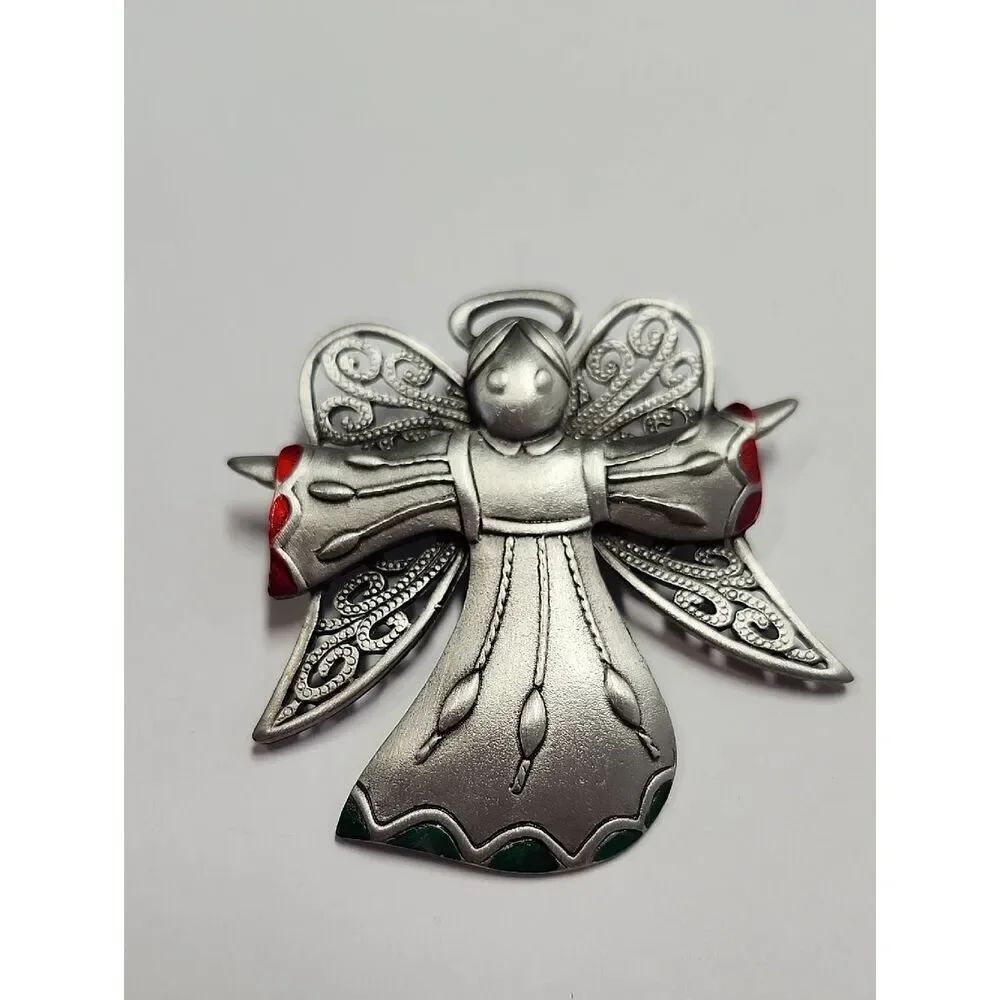 Vintage JJ Jonette Christmas Brooch Angel Estate Jewlelry